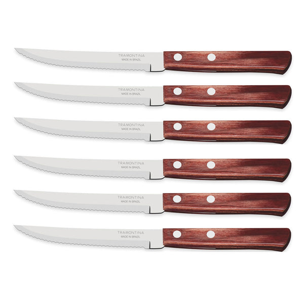 Kit 6 Cuchillos Parrilleros Steak Polywood