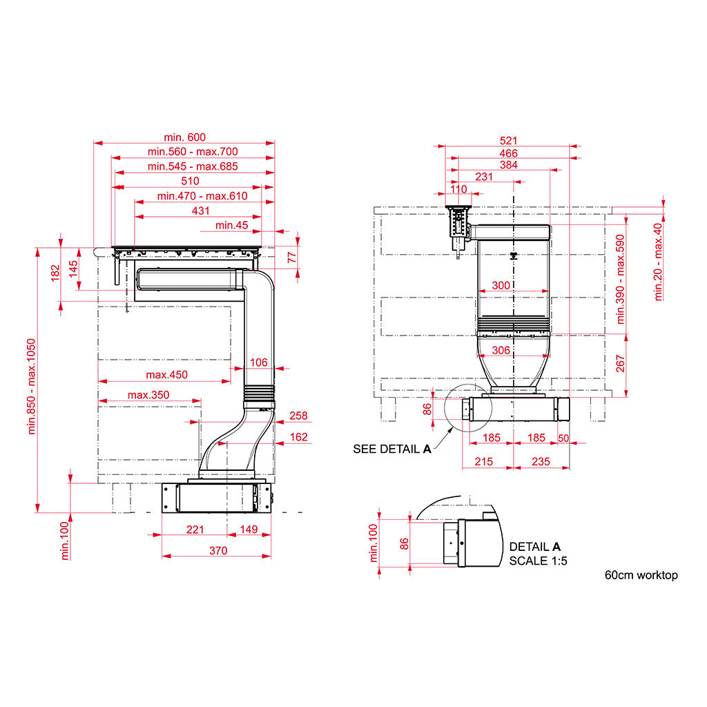 Campana Modular DOWNDRAFT FIH 16760 TOS BK