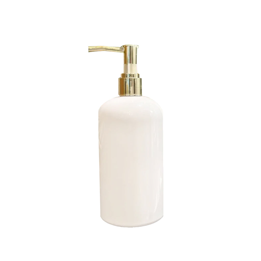 Frasco de Plastico Blanco con Dispensador Dorado 500ML