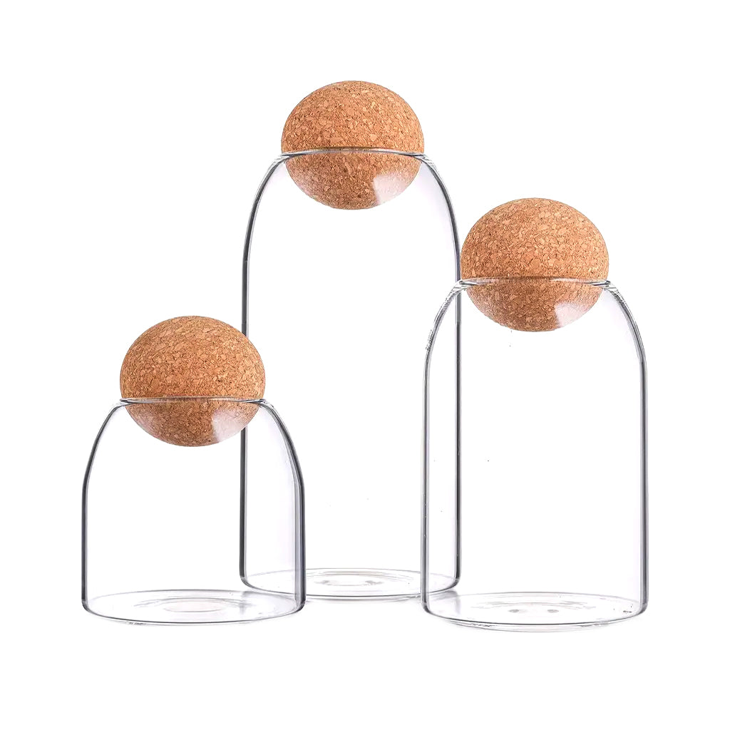 Set 3 Frascos De Vidrio y Corcho