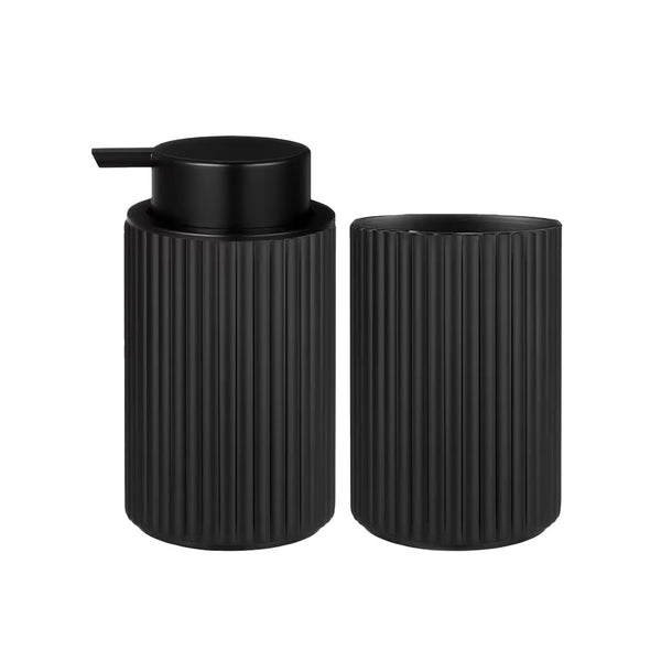 Set Dispensador Negro Para Espuma y Porta cepillo