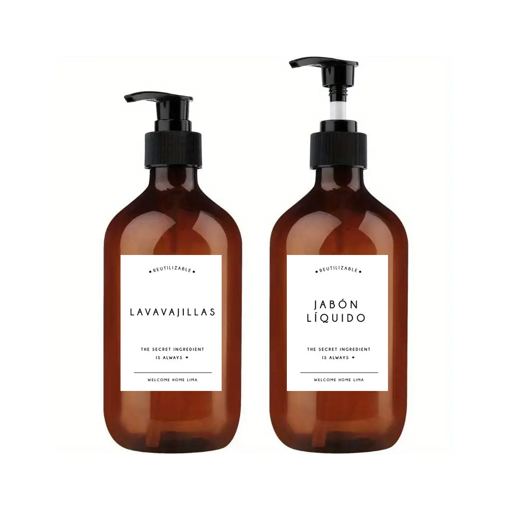 Outlet - Set 2 Frascos de Plastico Cocina Dispensador Ambar 500ml