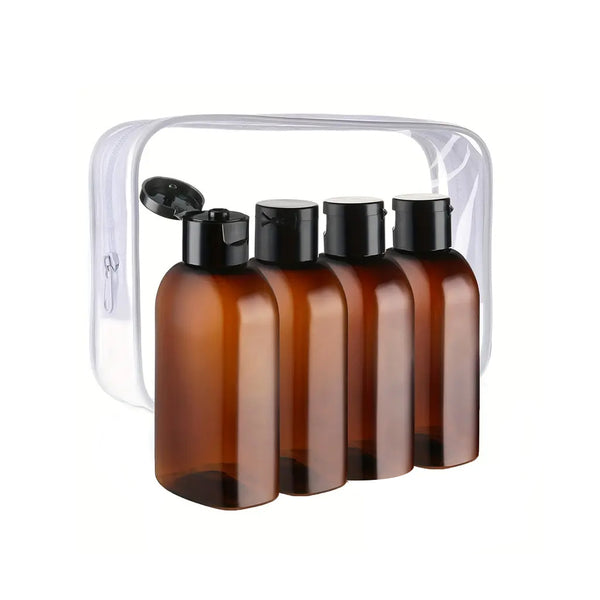 Set 4 Frascos de Plastico Viaje 100ml Ambar