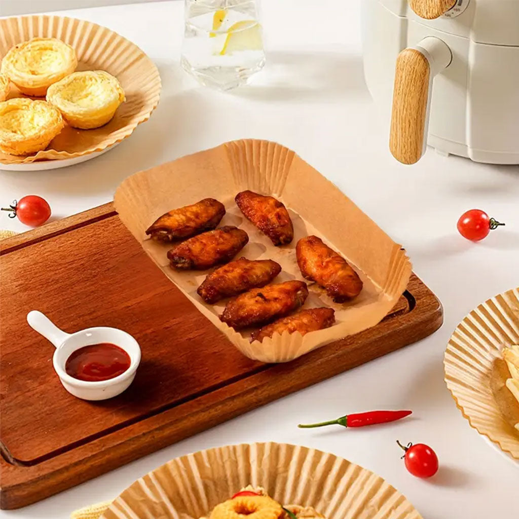 Set 50  Air-Fryer Liners de Papel Rectangular 25cm