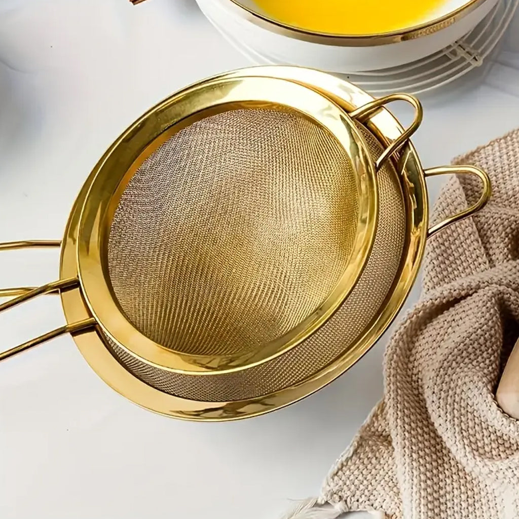 Set Coladores Gold Acero Inoxidable