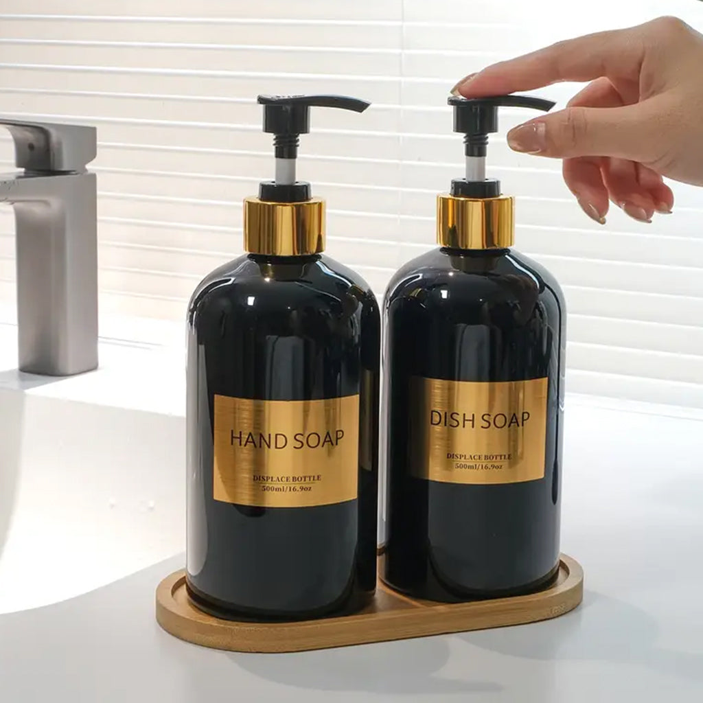 Set Premium 2 Frascos de Plastico Cocina Negro 500ml