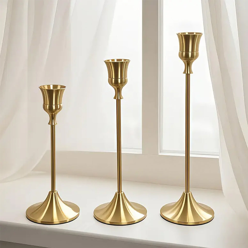 Set de 3 Candelabros Dorados