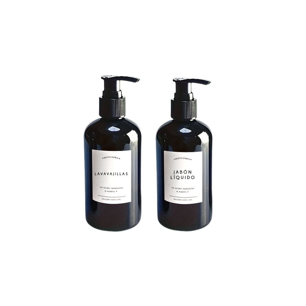 Set 2 Frascos de Plastico Cocina Dispensador Negro 250ml
