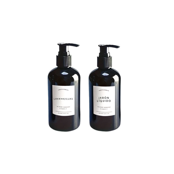 Set 2 Frascos de Plastico Cocina Dispensador Negro 250ml