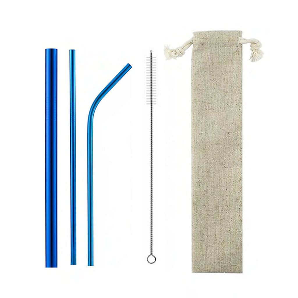 Eco-Straw de Acero Azul x5