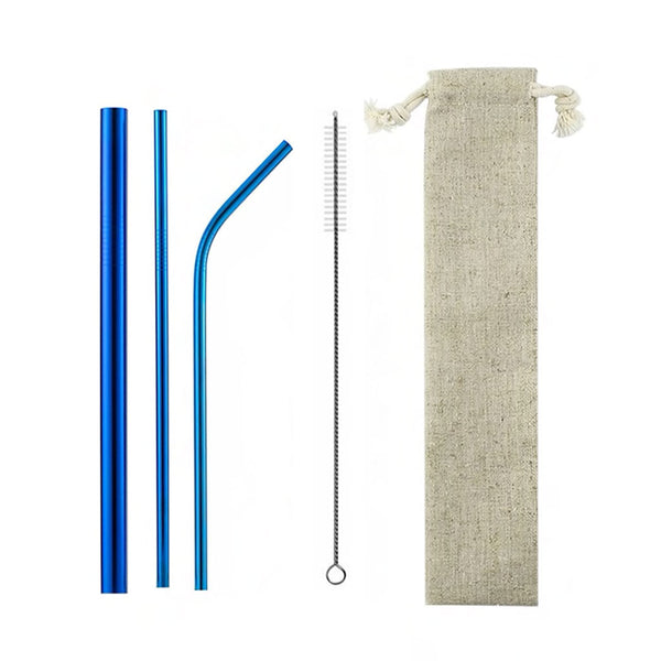 Eco-Straw de Acero Azul x5