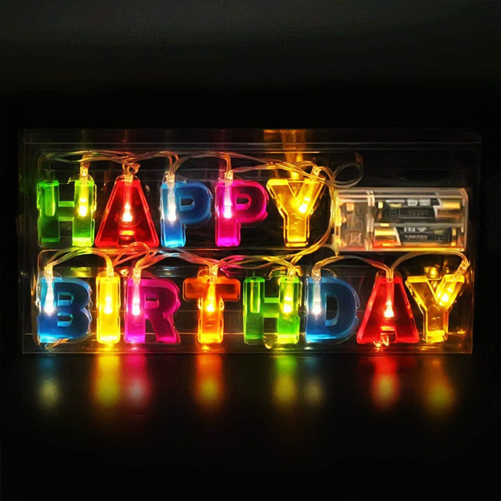 Luz de cadena Happy Birthday multicolor